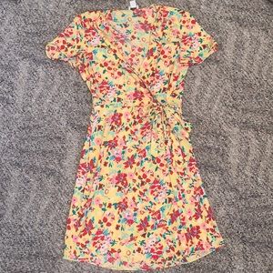 J. Crew Yellow Floral Wrap Dress